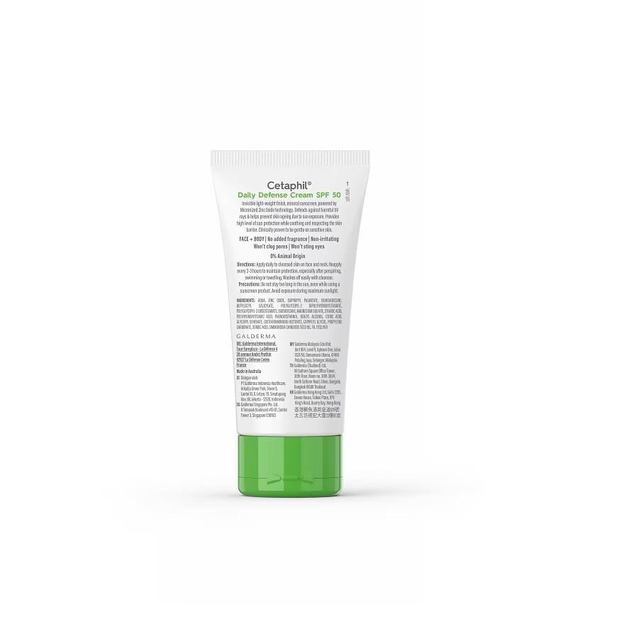 Cetaphil Daily Defense Cream SPF50 Mineral Sunscreen 50g
